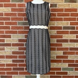 🔥 Ivanka Trump Scalloped Lace Black White Sleeveless Sheath Dress